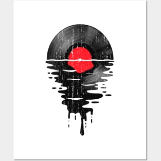 Cool Music Vinyl Record Retro Vintage Red Posters and Art